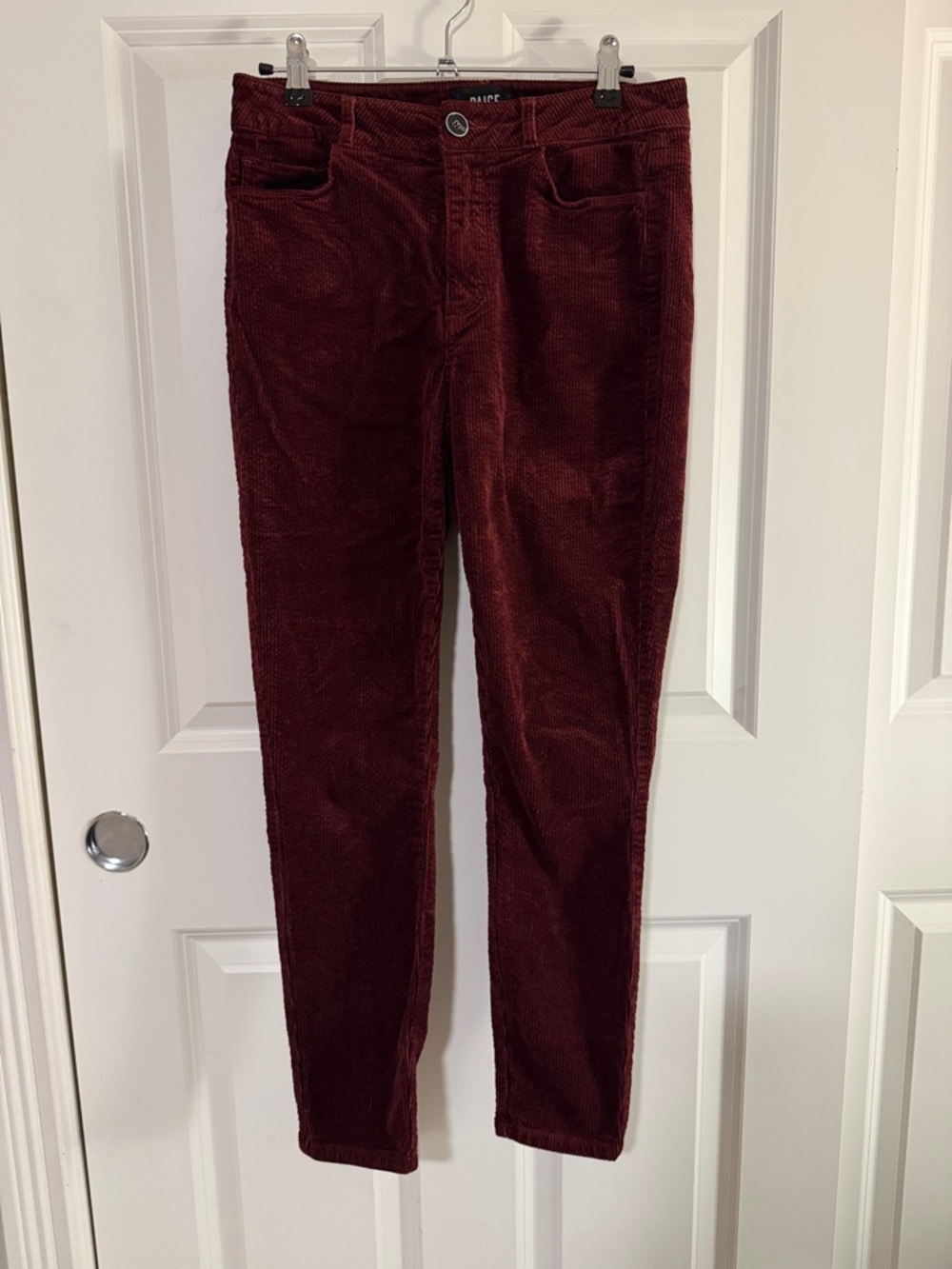 Paige Corduroy Hoxton Ankle Skinny Pants - Deep Burgundy